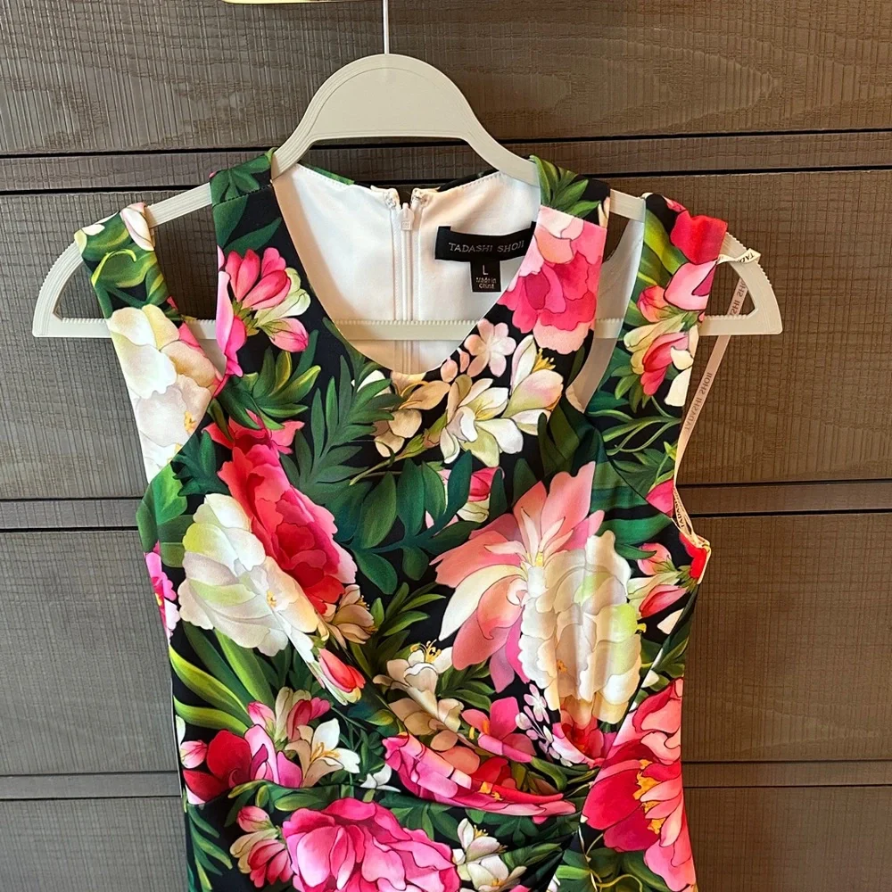 Tadashi Shoji Pink and Green Floral Dress - Picture 3 of 9